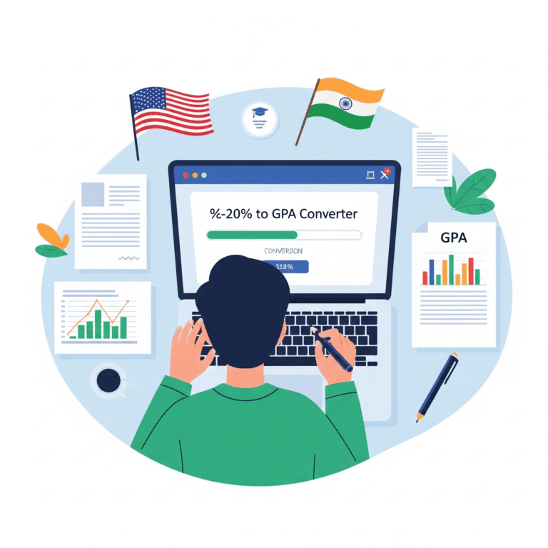 Student converting percentage to GPA using online tool