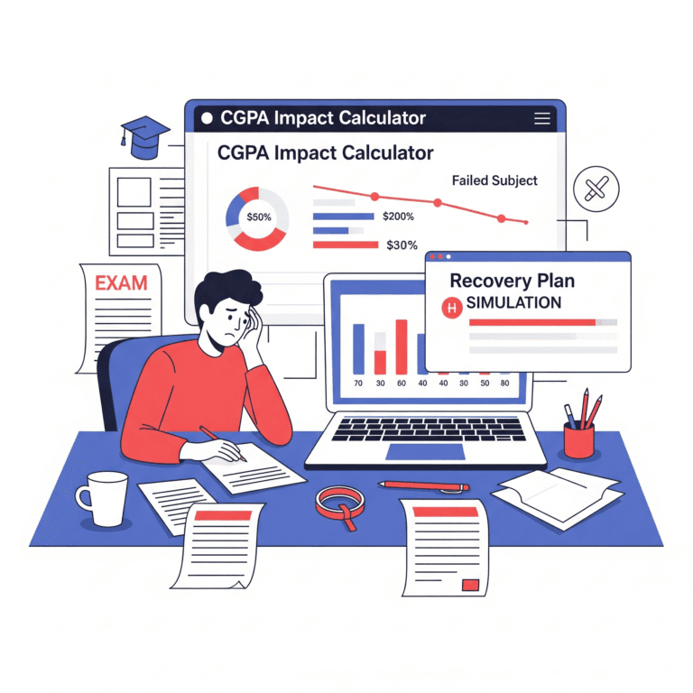 Student using a CGPA impact calculator to check effect of backlog subjects
