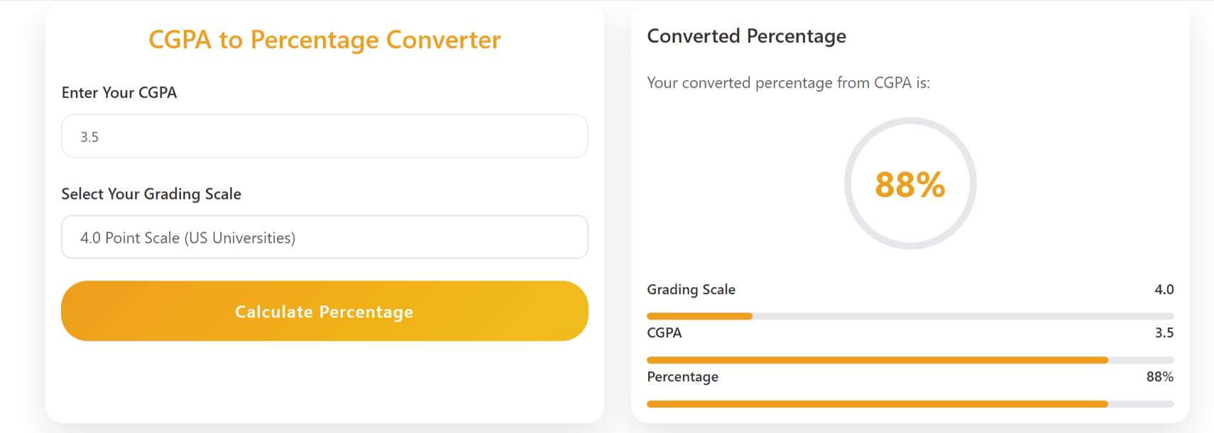 Percentage to CGPA Percentage to CGPA Calculator Chart